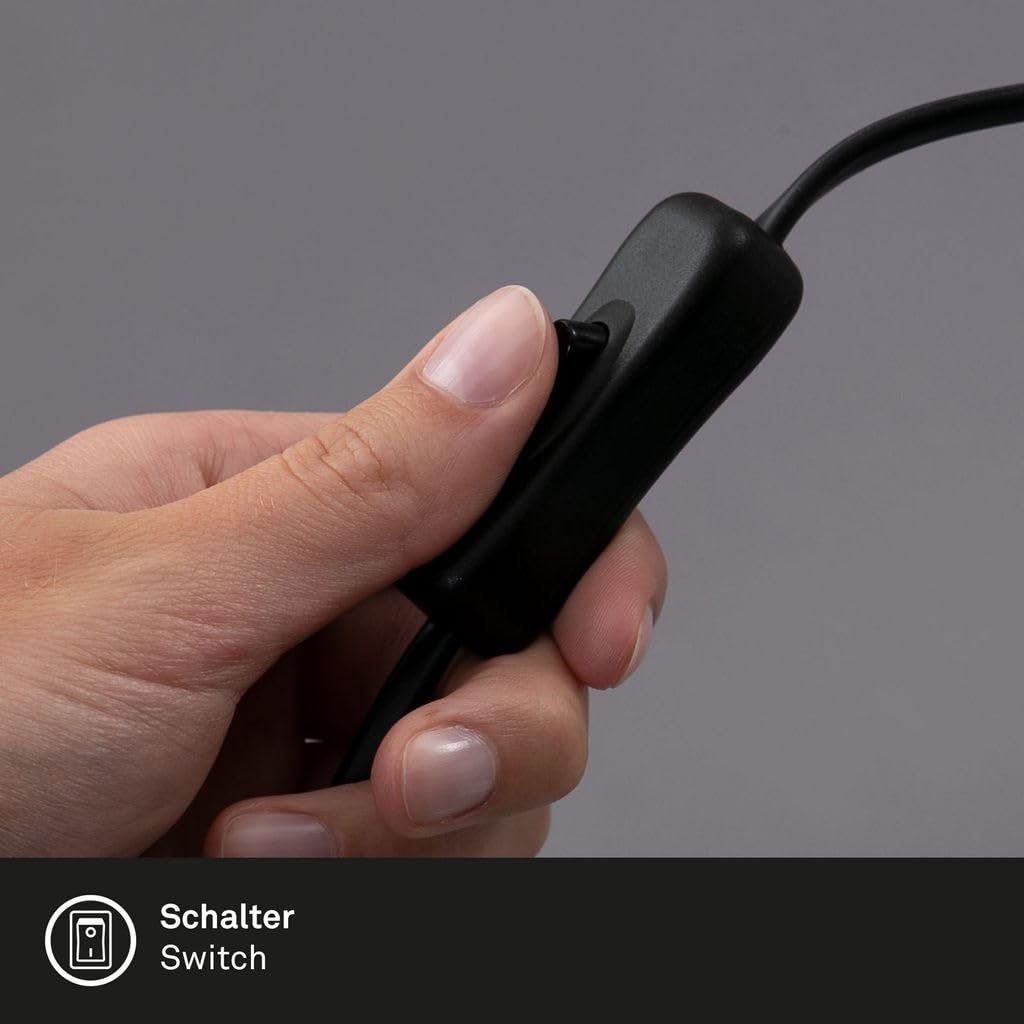 BRILONER – Nachttischlampe, Schreibtischlampe Schwenkbar, Tischlampe GU10 für Home Office mit Kabelschalter, Leselampe, Schwarz