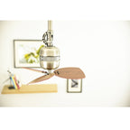 innovativer FN11156 Deckenventilator Toledo, Gehäusefarbe Zinn antik, Flügelfarbe Walnuß