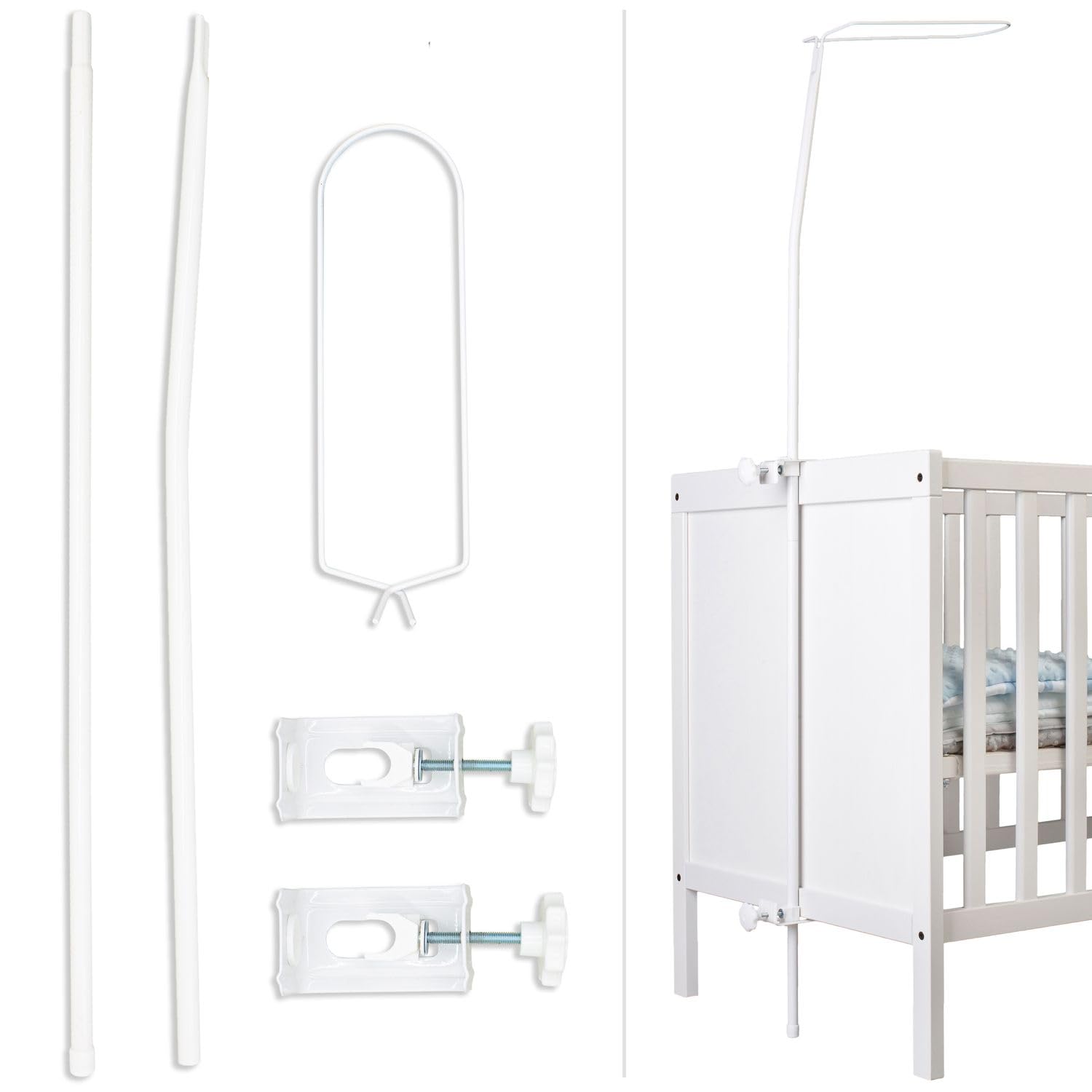 Babykajo Betthimmel Stange - Montierbare Himmelstange für Babybetten. Gestell aus Metall für Babybett Himmel Jungen und Mädchen - Gestell ohne Betthimmel.