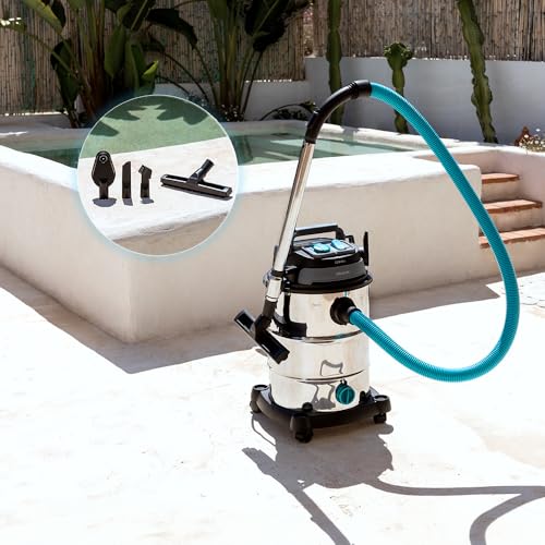 Cecotec Staubsauger für Feste Stoffe und Flüssigkeiten 30L Conga Rockstar Wet & Dry Steel Pro Tool. 1600W, erhöhte Haltbarkeit und Widerstandsfähigkeit, enthält Steckdose für Werkzeuge, Zubehörkit