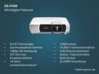 Epson EB-FH08 3LCD-Projektor (3.600 Lumen) 337 Zoll, ca. 8,56 m Bilddiagonale, 2 HDMI, 1.920x1.080p FullHD, Split-Screen-Funktion