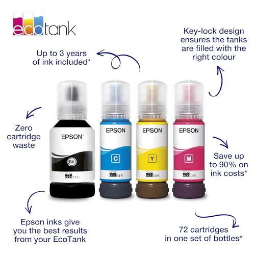 Epson EcoTank 102 Original Tinte in Flaschen, Multipack mit vier Farben
