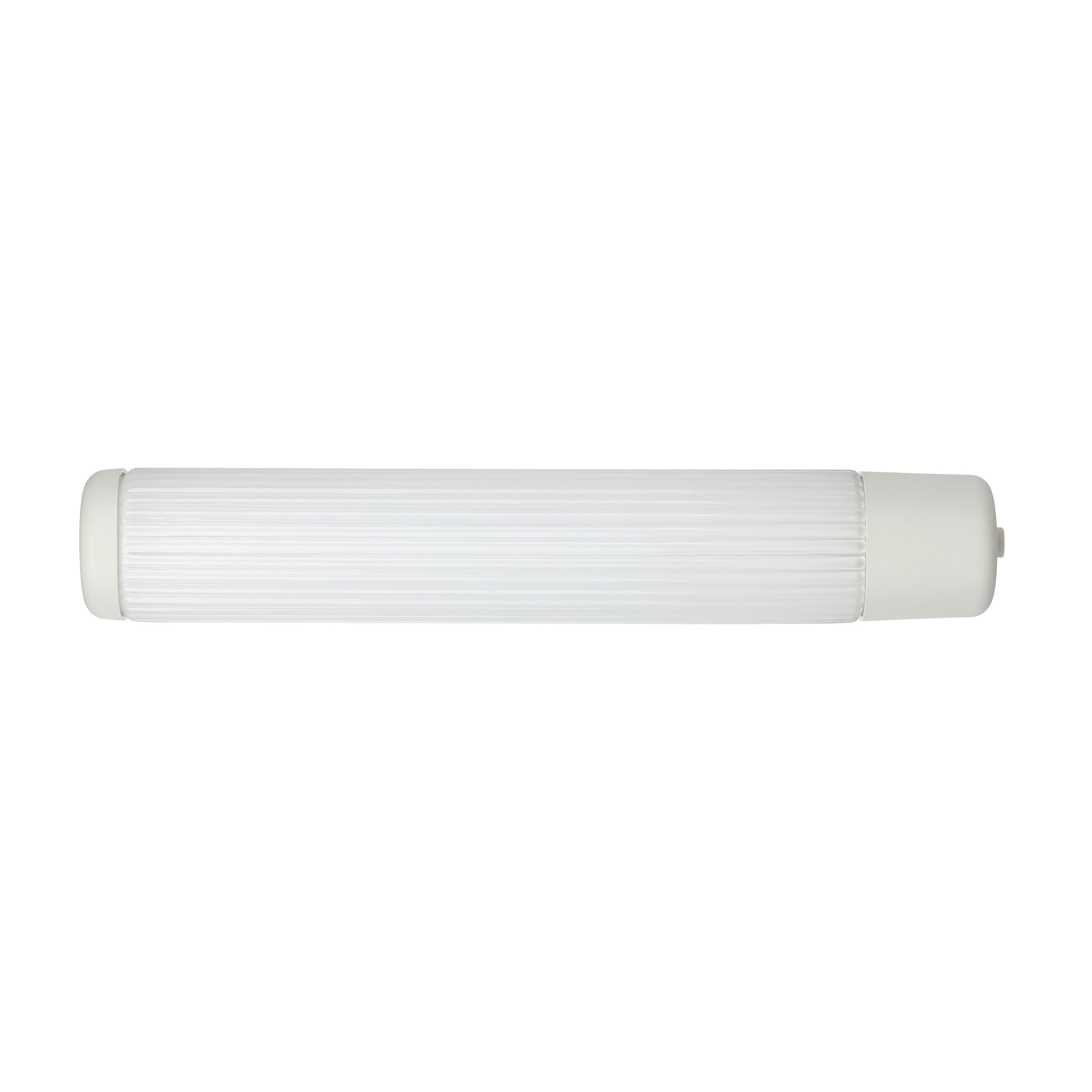 EGLO Wandlampe Bari 1, 2 flammige Spiegelleuchte mit Steckdose und Druckknopf, Wandleuchte aus Glas, Kunststoff in Weiß, Spiegellampe mit E14 Fassung, L 35 cm