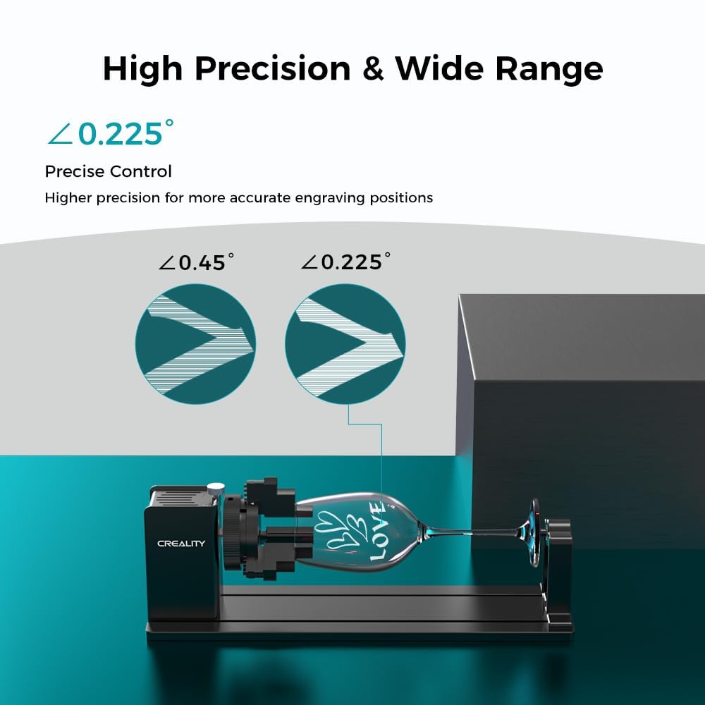 Creality Offizielles Rotary Kit Pro, Laser Rotary Roller 3 in 1 Multifunktions Gravur Zubehör für Lasergravur, Backenfutter Rotary zum Gravieren zylindrischer Objekte, Weinglas, Baseballschläger, Ring