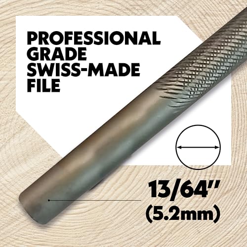 Oregon Rundfeilen für Kettensägen, 12 x 5,5mm (7/32") Schärfgerät für Kettensägen, manueller, doppelhiebiger Kettensägenschärfer, hochwertiges Kettensägenzubehör, Grün