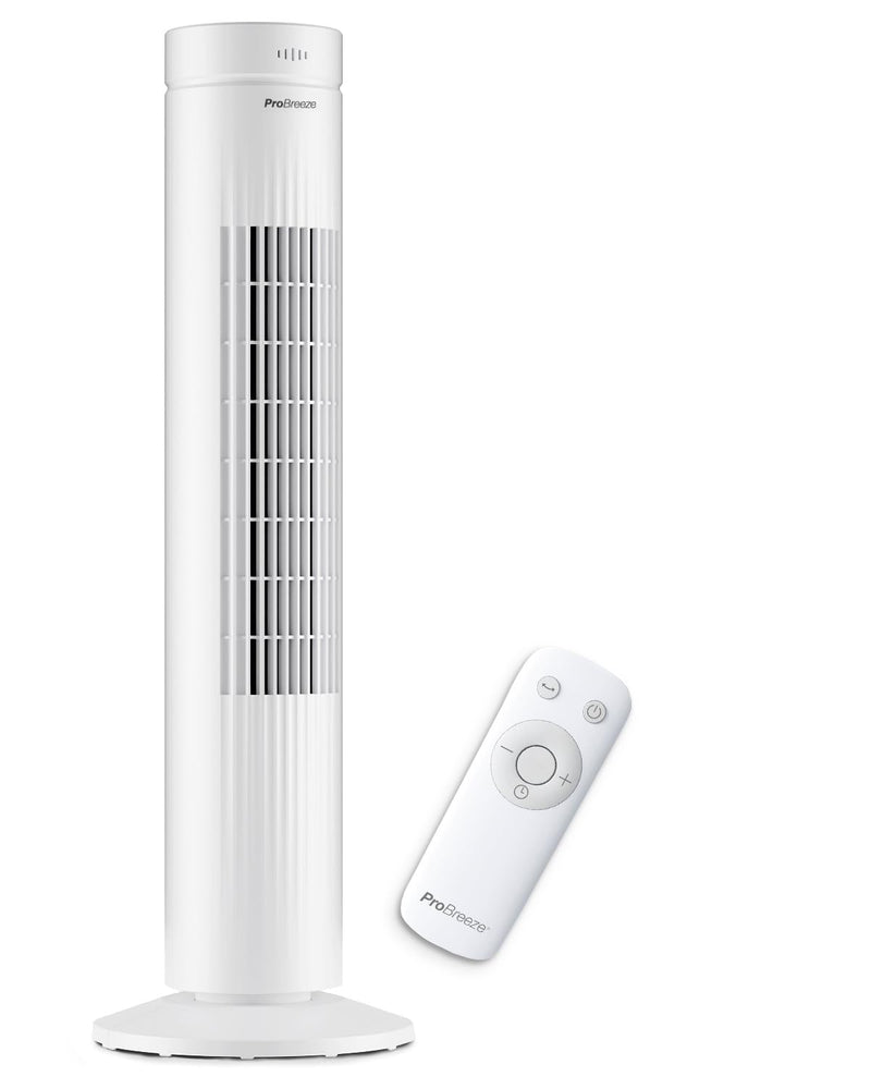 Pro Breeze Turmventilator mit Fernbedienung, 76cm Höhe - Ventilator 65° Oszillation, Timer, 3 Geschwindigkeiten – Leistungsstarker & energieeffizienter Ventilator leise für Schlafzimmer und Büro