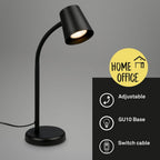 BRILONER – Nachttischlampe, Schreibtischlampe Schwenkbar, Tischlampe GU10 für Home Office mit Kabelschalter, Leselampe, Schwarz