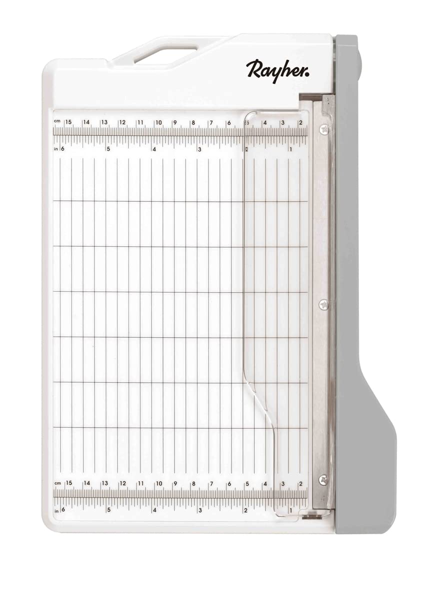 Rayher 29209000 Hebel-Schneidemaschine A5, 28 x 19,5 cm, Schnittlänge ca.21,6 cm, Papierschneidemaschine, Weiß