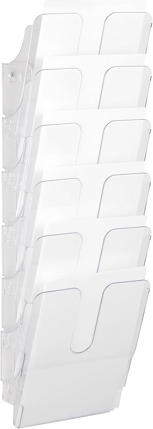 Durable Prospekthalter Wand (Flexiplus 6 Zeitschriftenhalter A4 Hochformat, Ablagefächer Wand) 1 Set, transparent, 1700008401