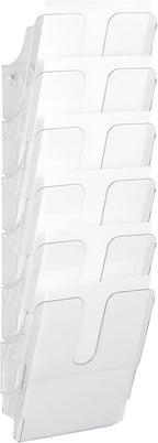 Durable Prospekthalter Wand (Flexiplus 6 Zeitschriftenhalter A4 Hochformat, Ablagefächer Wand) 1 Set, transparent, 1700008401