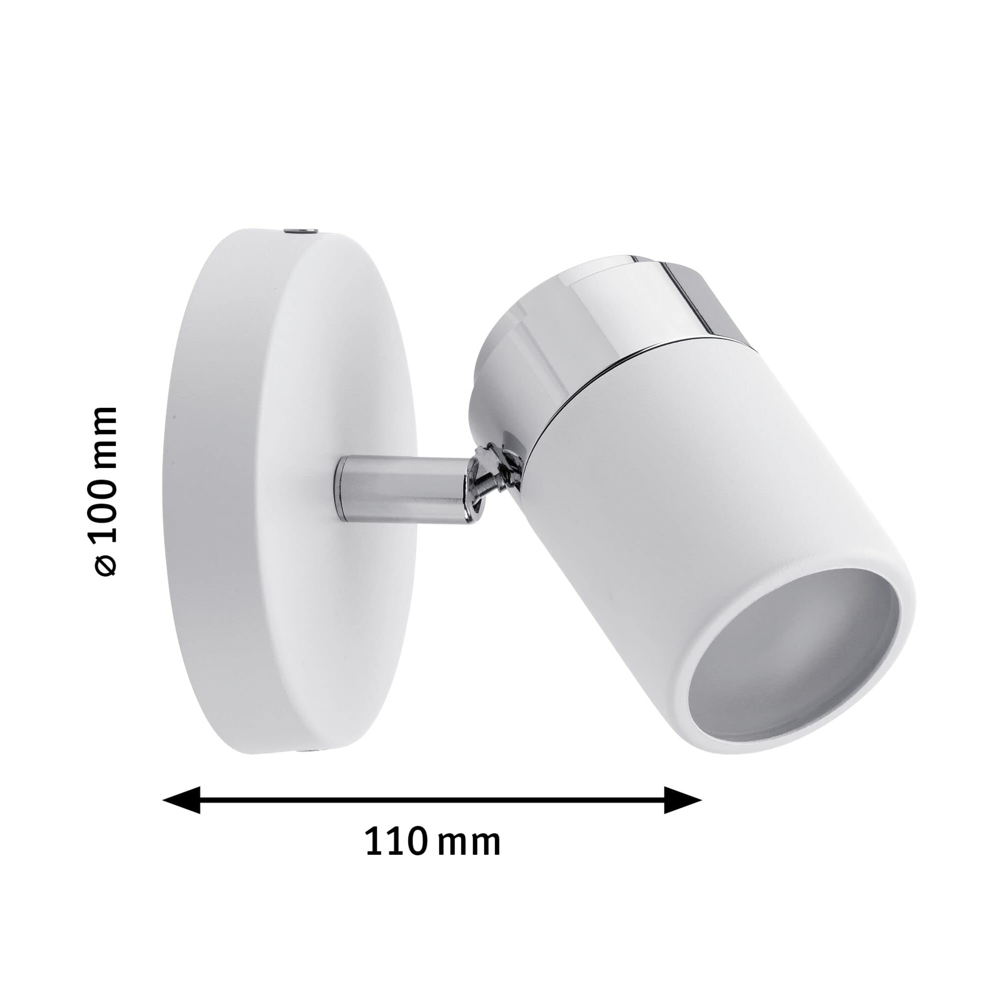 Paulmann 66710 Spotlight Zyli IP44 max 1x10W GU10 Weiß/Chrom 230V Metall 667.10 Deckenleuchte Lampe LED Deckenlampe Deckenstrahler ohne Leuchtmittel