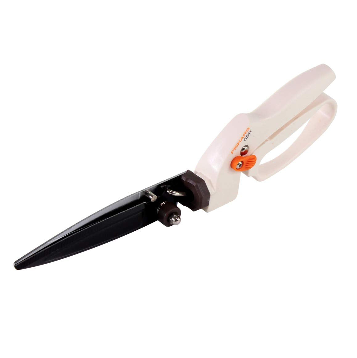 Fiskars Rasenkantenschere GS41 für Form- und Rückschnitt von Rasen und Hecken, Länge: 35,5 cm, Gewicht: 250 g, Weiß/Orange, FiberComp/Hochwertiger Stahl, Light, 1026917