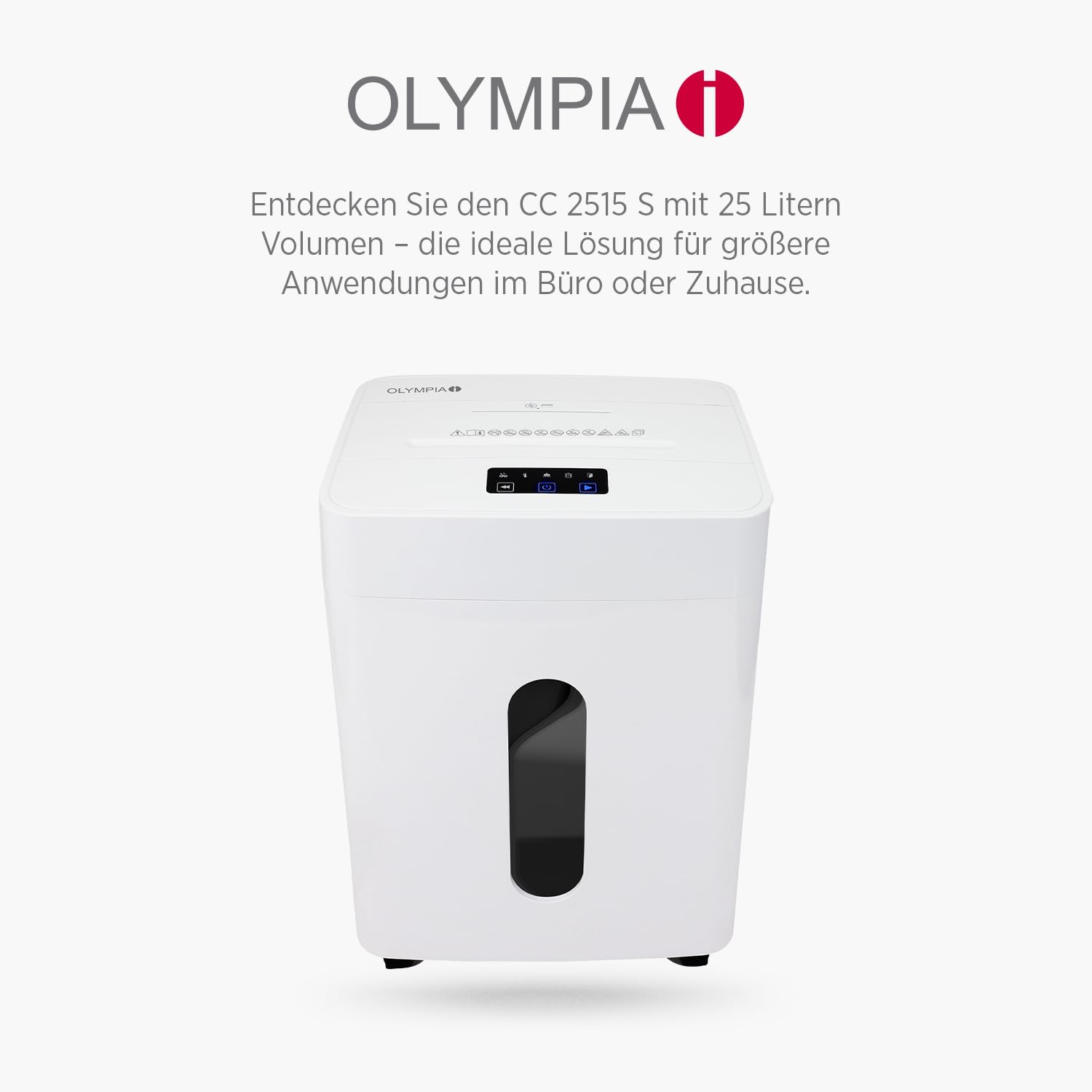 OLYMPIA PS 53 CC Pro Aktenvernichter weiß | Papierschredder für Home Office & Büro | Schredder Aktenvernichter P-4 | Partikelschnitt 4×38 mm | 6-Blatt Shredder Papier | 15 L Papier Schredder Gerät