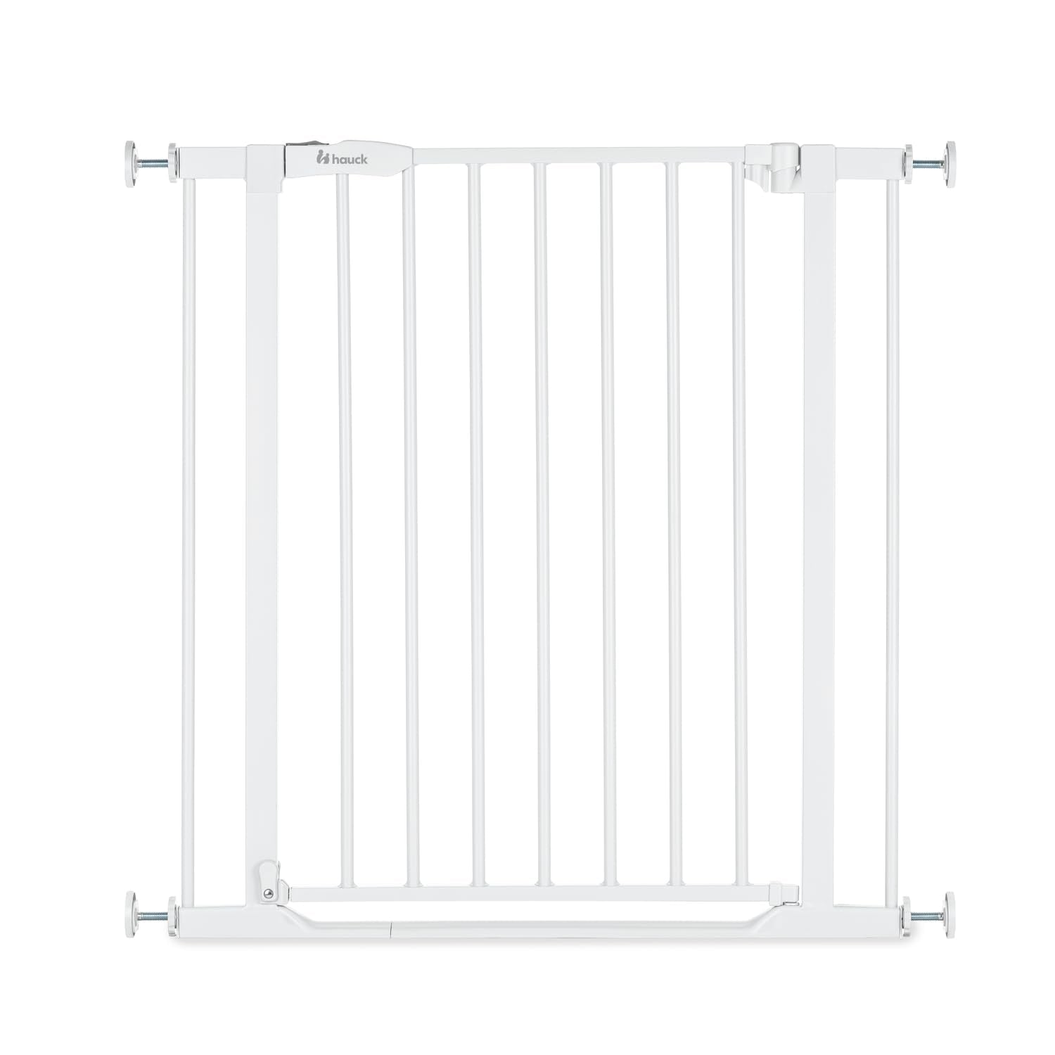 hauck Clear Step 2, Weiß - Kinderschutzgitter Hundegitter, Verstellbare Breite 75-80 cm, 77 cm Hoch, Flacher Einstieg, Einhand Öffnung, ohne Bohren, für Innen