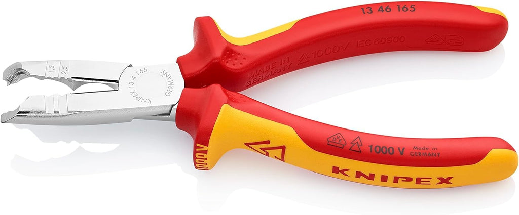 KNIPEX Abmantelungszange verchromt isoliert mit Mehrkomponenten-Hüllen, VDE-geprüft 165 mm, 13 46 165