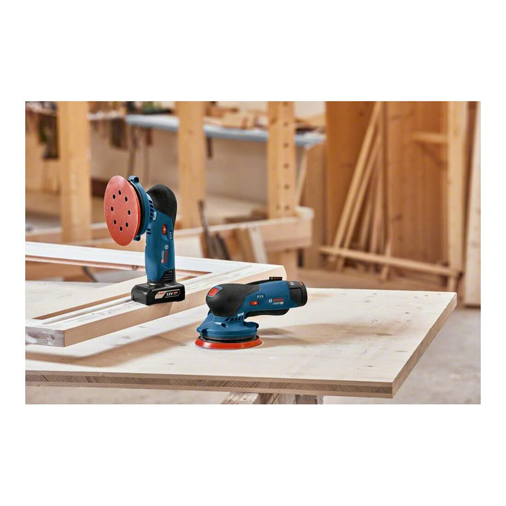 Bosch Professional 12V System Akku Exzenterschleifer GEX 12V-125 (inkl. Schleifteller (125mm), 1x Schleifpapier, Staubbeutel, L-BOXX, ohne Akku/ Ladegerät)