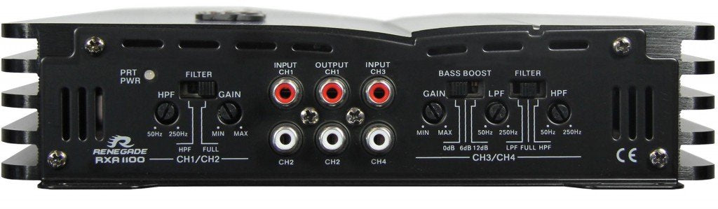 Renegade RXA1100 | 4-Kanal Class A/B Auto Verstärker | 1100 Watt MAX | 4/3/2-Kanal Betrieb | Hoch- & Niederpegeleingänge | Bass Boost | Auto Endstufe für Car-HiFi Systeme