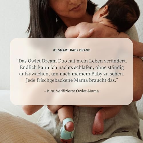 Owlet Dream Duo – Smart Baby Monitor mit Dream Sock® Sensor, präzise Puls- & Sauerstoffmessung, 2K HD Kamera, Schlafanalyse, WLAN & App-Steuerung für sicheres Baby-Monitoring, Mint