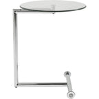 Kare Design Beistelltisch Easy Living, Chrom, Rund, 46cm Durchmesser, rollbar, Laptoptisch, Nachttisch, Wohnzimmertisch, Glas Tischplatte, Stahlgestell, 63x46x46 cm (H/B/T)