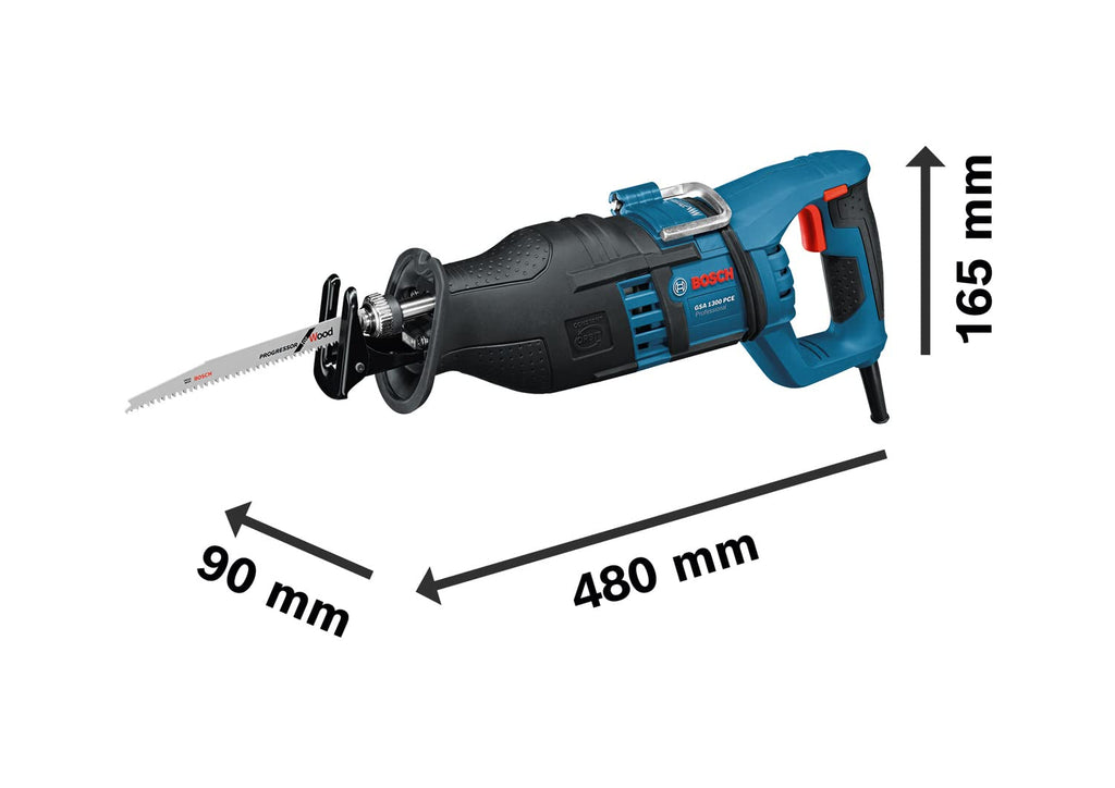 Bosch Professional Säbelsäge GSA 1300 PCE (Leistung 1.300 Watt, max. Schnitttiefe: 230mm, mit SDS und Constant Electronic, inkl. 2 Sägeblätter (Holz/Metall), Handwerkoffer)
