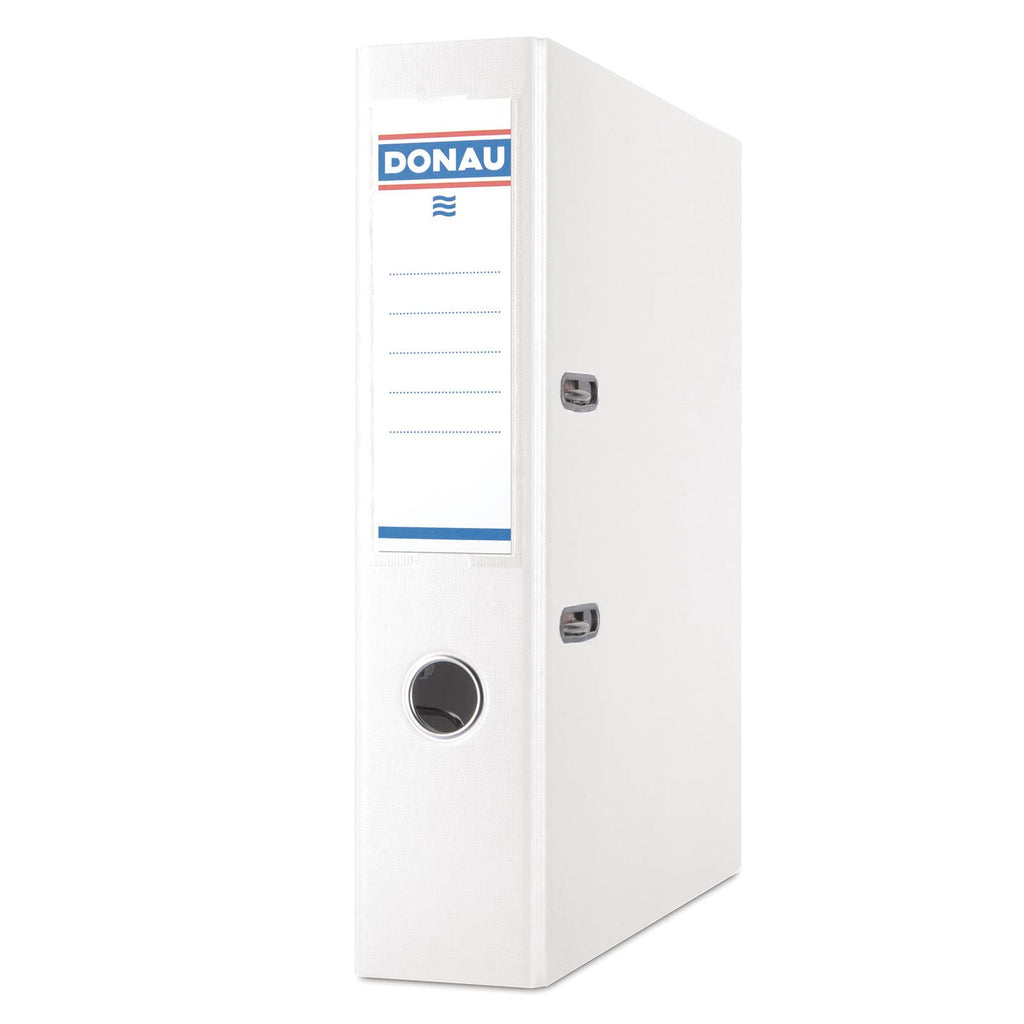 Donau Premium Ordner Breit 10er Pack/DIN A4 / 7,5 cm / 10 Stück/Weiße/Kunststoffbezug PP/Carton Papier Schlitzordner Büroordner Aktenordner Ringordner/Grünen Punkt
