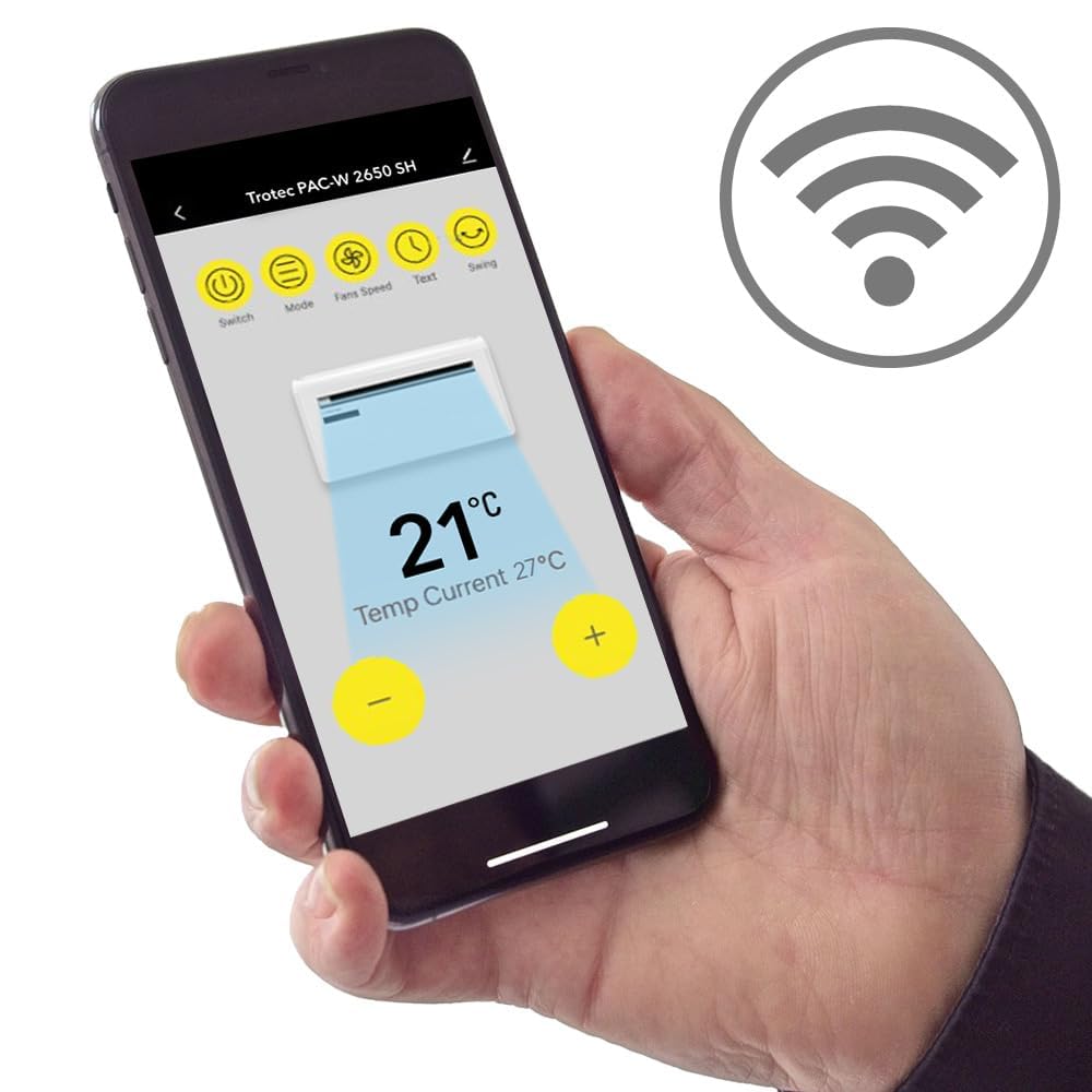 TROTEC PAC-W 2650 SH Wandklimaanlage ohne Außengerät mit Wärmepumpe – 4-in-1 Klimagerät zum Kühlen, Heizen, Entfeuchten & Lüften, 2,6 kW Kühlleistung, Inverter, WLAN, R290, bis 34 m²