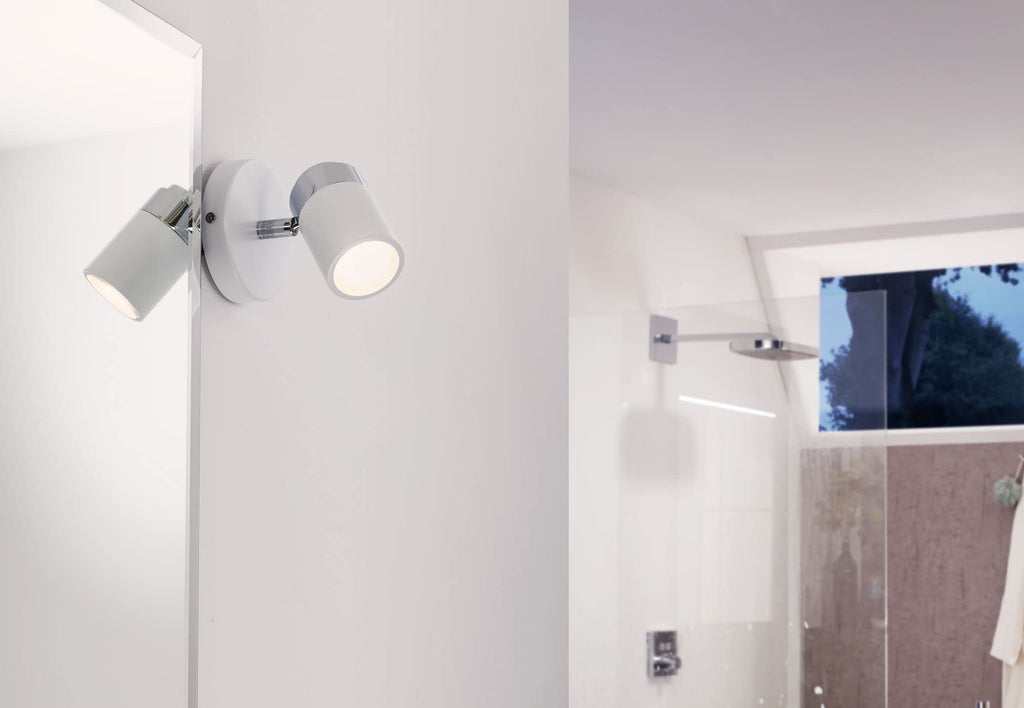 Paulmann 66710 Spotlight Zyli IP44 max 1x10W GU10 Weiß/Chrom 230V Metall 667.10 Deckenleuchte Lampe LED Deckenlampe Deckenstrahler ohne Leuchtmittel