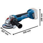 Bosch Professional 18V System Akku Winkelschleifer GWS 18V-10 P (inkl.Zusatzhandgriff, Schutzhaube, Schnellspannmutter, Aufnahmeflansch, Einlage, L-BOXX, ohne Akku/ Ladegerät)