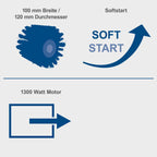 Scheppach Satiniermaschine MRS1300 Schleifmaschine Bürstenschleifer mit Messingdrahtbürste | Softstart | 1300W | 100mm Bürstenbreite mit Ø120mm | variable Drehzahl | Anschluss für Absauganlage