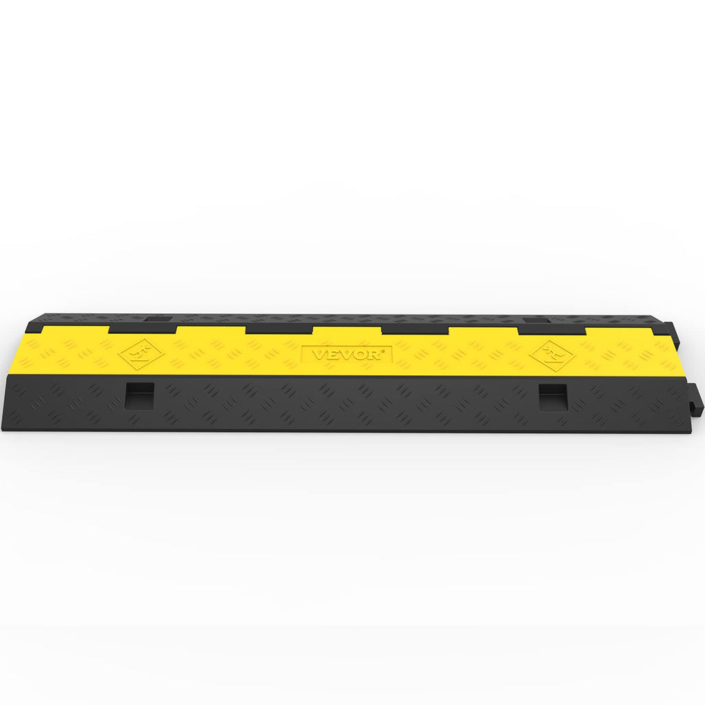 VEVOR Kabelschutzmatte 3 Stück 2 Kanal, 101 x 25 x 5 cm Überfahrschutz für Kabel, Kabelbrücke aus Handelsüblichem Thermoplastischem Gummi mit Modularem Design für Parkplätze, Lagerhäuser, Schwarz