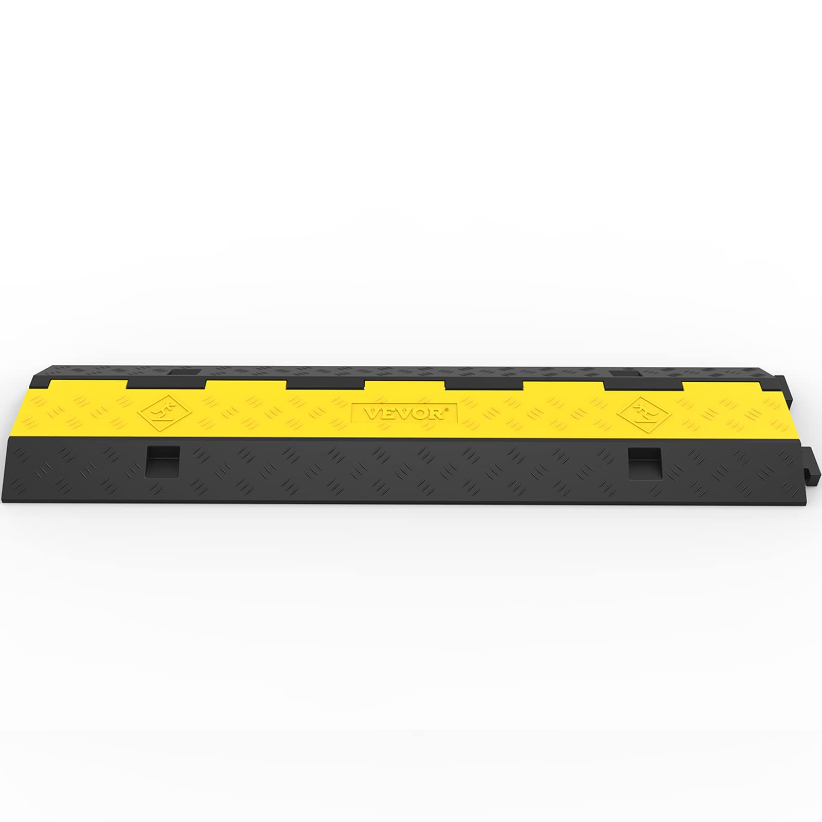VEVOR Kabelschutzmatte 3 Stück 2 Kanal, 101 x 25 x 5 cm Überfahrschutz für Kabel, Kabelbrücke aus Handelsüblichem Thermoplastischem Gummi mit Modularem Design für Parkplätze, Lagerhäuser, Schwarz