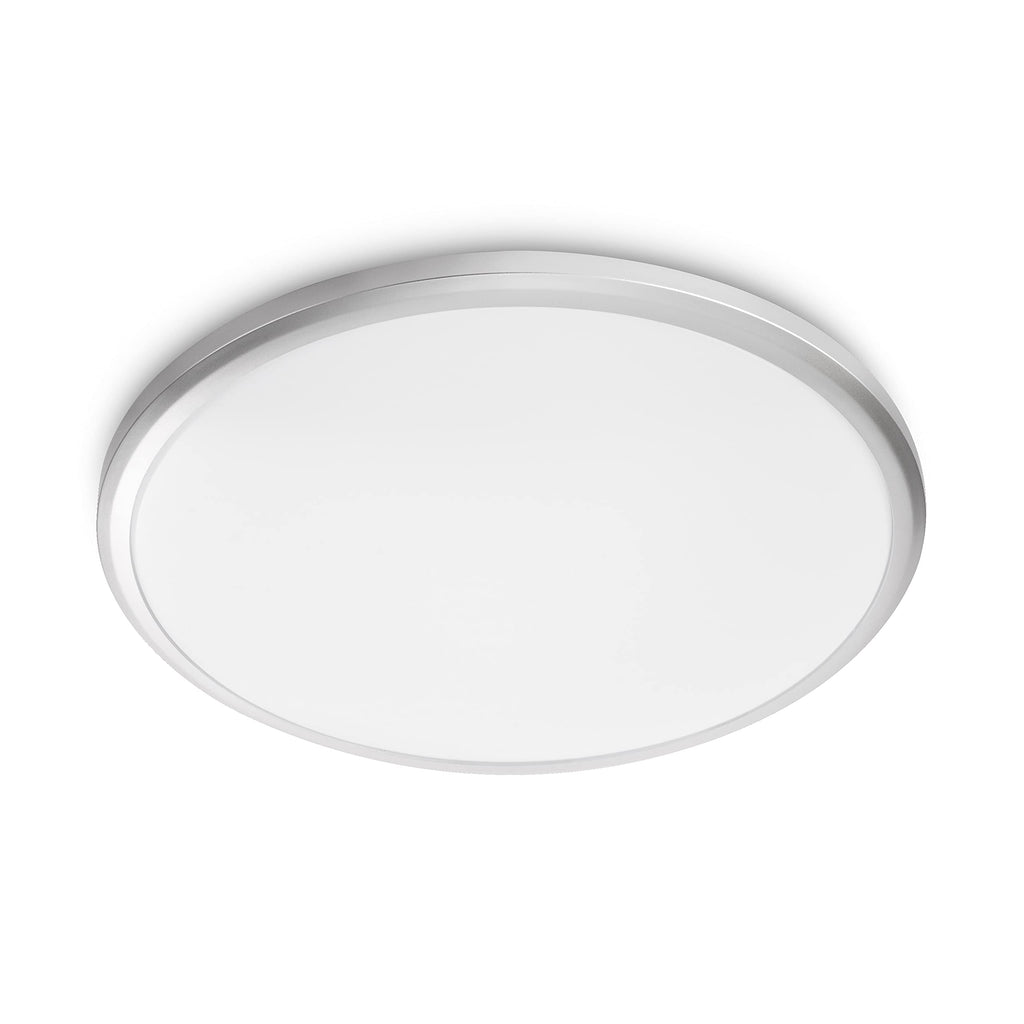 Philips LED Spray Deckenleuchte (12 W), IP44 wasserbeständige Badezimmerleuchte mit warmweißem Licht, LED Beleuchtung für das Badezimmer, silberfarben, Weiß