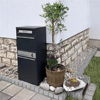 Metzler Paketbox, Briefkasten mit großem Paketfach in Anthrazit, personalisierte Paketbox für draußen, Standbriefkasten mit Paketfach, Paketkasten, Postbox mit Gravur, rostfrei und massiv - Bispo 2