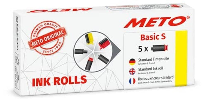 METO Farbrollen für METO Basic S / Arrow S, (5 Stück, schwarz, 1-zeilig, für 22 x 12 mm Etiketten)