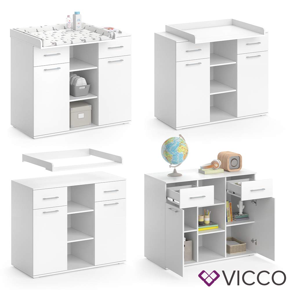 Vicco Wickelkommode Leonie, Wickelaufsatz für die Kommode, Weiß, 113 x 100 cm