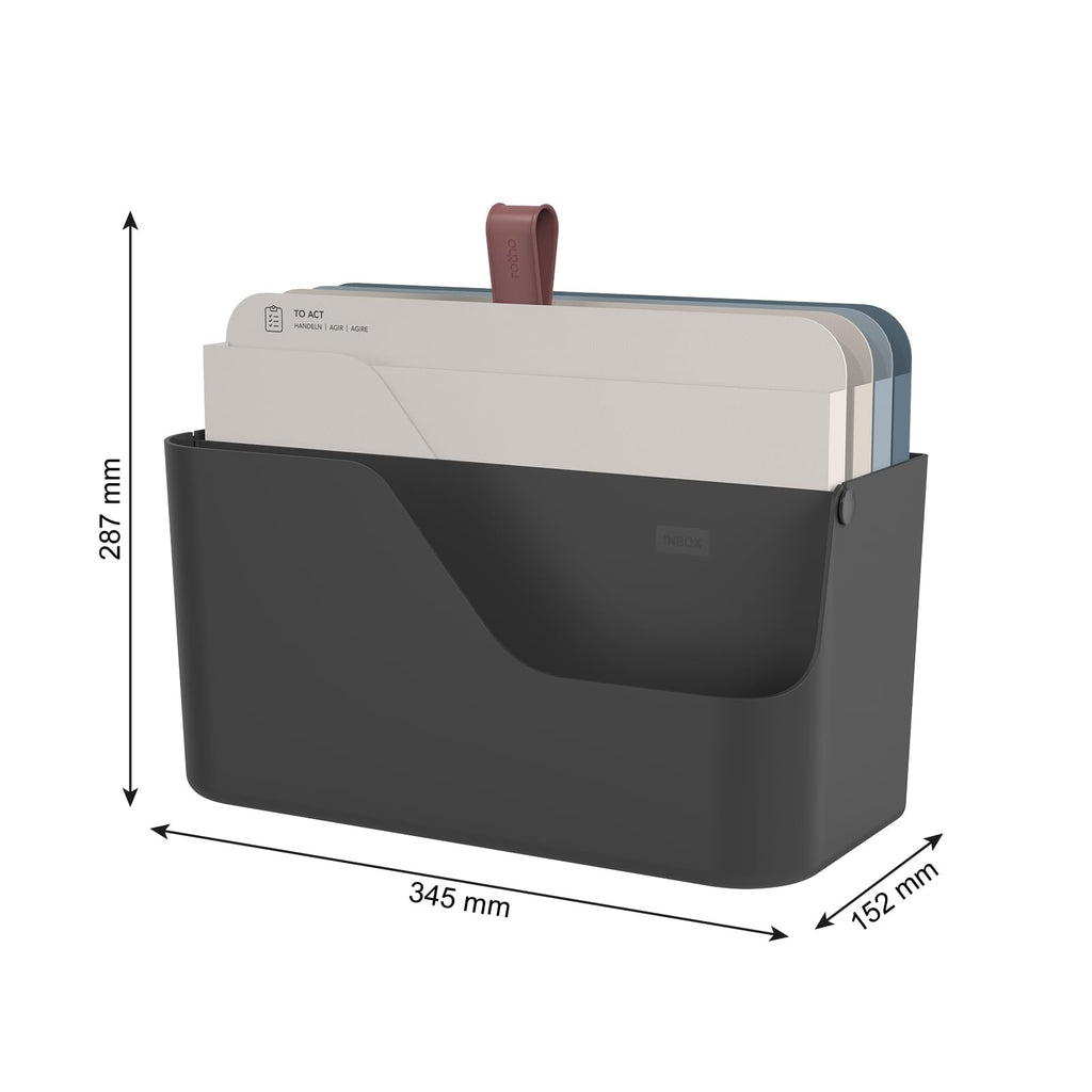 Rotho MYPAPER Plus Inbox, Dokumentenorganizer für Büro und Homeoffice, Schreibtisch Organizer mit Griff, Kunststoff, schwarz, 34,5 × 15,2 × 28,7 cm