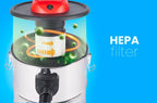 LEHMANN Haddo Industriestaubsauger 2000W | Aschesauger für Kamin mit Doppelfilteranlage | Kaminsauger Ascheschlucker | Nass Trockensauger mit 20 Liter Edelstahltank, Silber