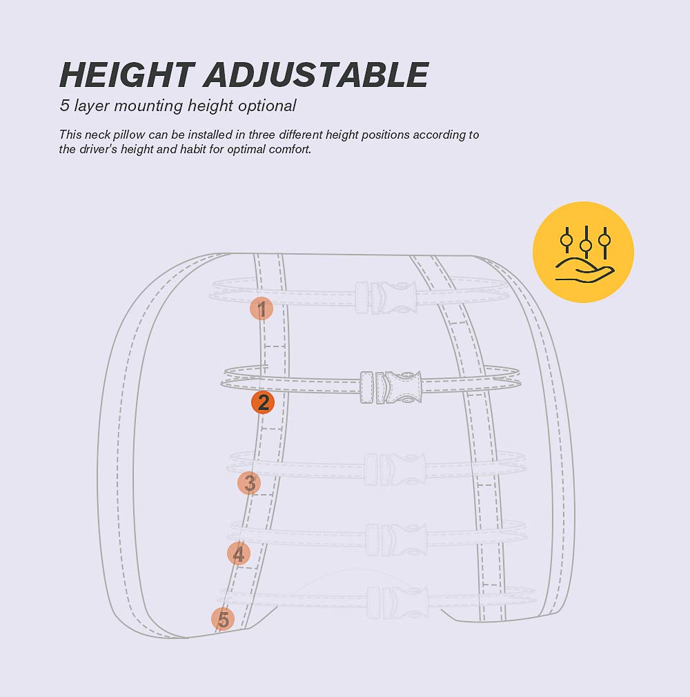 EASY EAGLE Auto Nackenkissen aus Wildleder und Memory-Schaum, Nackenkissen mit Abnehmbarem Befestigungsgurt für Autositz, Schwarz, 1 Stück