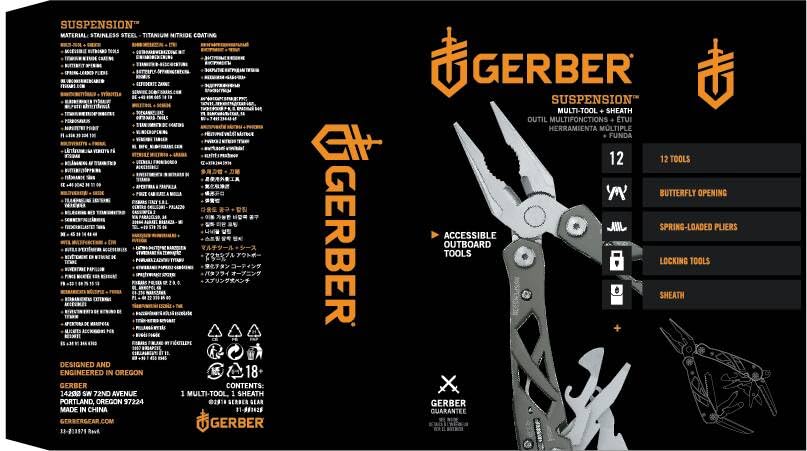 Gerber Multifunktionswerkzeug mit Nylon-Scheide und 12 Funktionen, Suspension Multi-tool, 31-003620