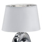 Reality Leuchten Taba R50511089 Tischleuchte, Keramik, Stoffschirm Weiß/Silberfarbig, Höhe 33cm