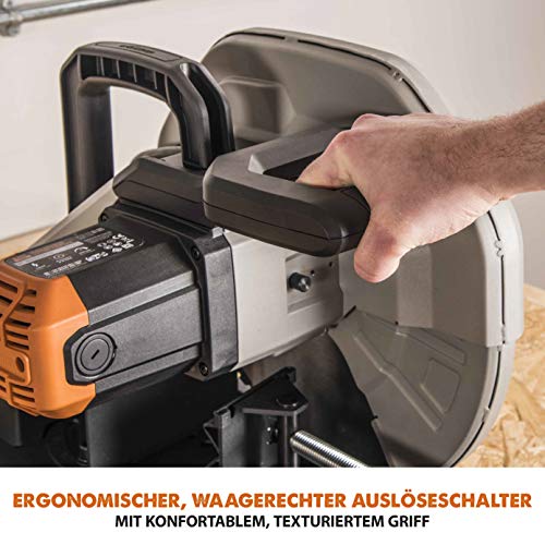 Evolution R355CPS Kappsäge Kapp-Zug-Gehrungssäge 2200 W | inkl. Ø 355 mm HM-Sägeblatt Multi-Material-Schneiden Holz, Aluminium, Stahl, Kunststoff | Schnittleistung von 120 x 120 mm | 0-45˚ Gehrung