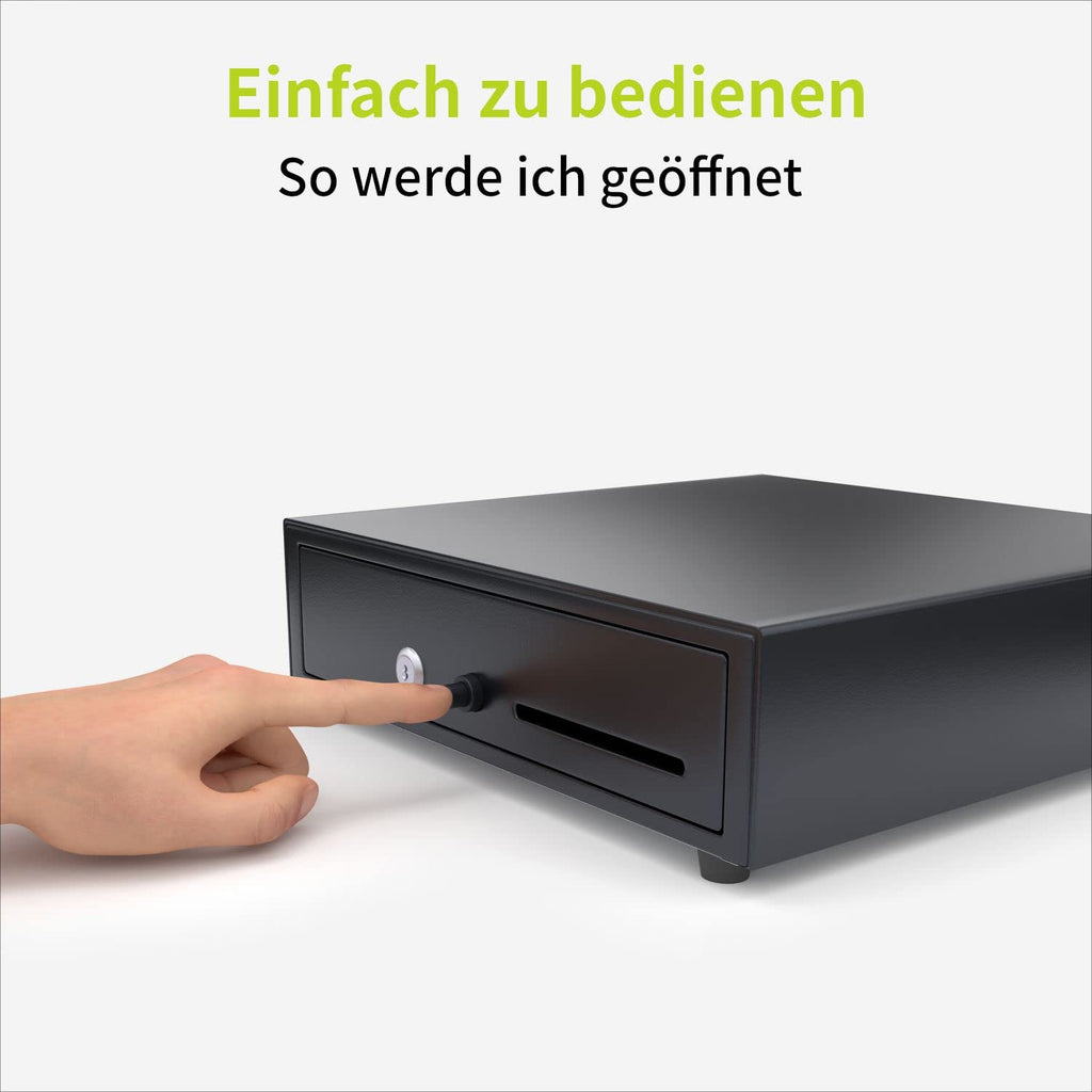 ACROPAQ Kassenschublade - Öffnung manuell mit Druckknopf, Kassenlade 33 x 33 cm, Unterbau geeignet - Kasse, Cash Register, Bargeldkasse - Schwarz