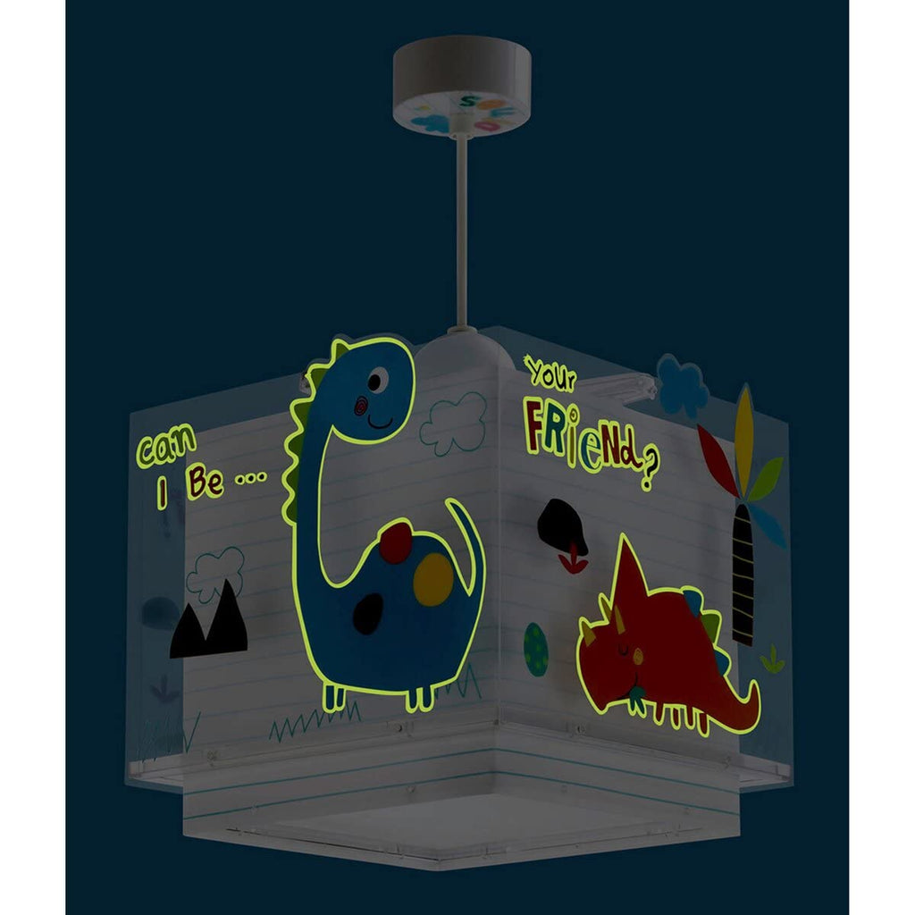 Dalber Lampe kinderzimmer, kinderlampe Pendelleuchte Hängelampe, Deckenleuchte Kinder, Deckenlampe kinderzimmer, Dinosaurier Dinos, 73452, E27, Mehrfarbig