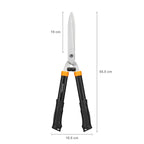Fiskars Heckenschere HS21, Für Form- und Rückschnitt von Hecken und Büschen, Länge 59 cm, Gehärtete Stahl-Klingen/Soft-Touch Kunststoff-Griff, Schwarz/Orange, Solid, 1026827