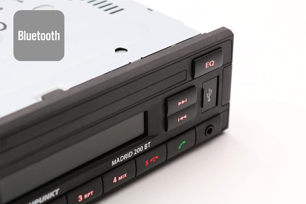 Blaupunkt Madrid 200 BT | Bluetooth, RDS Tuner, Freisprecheinrichtung, USB, Aux-In, 1-DIN, schwarz