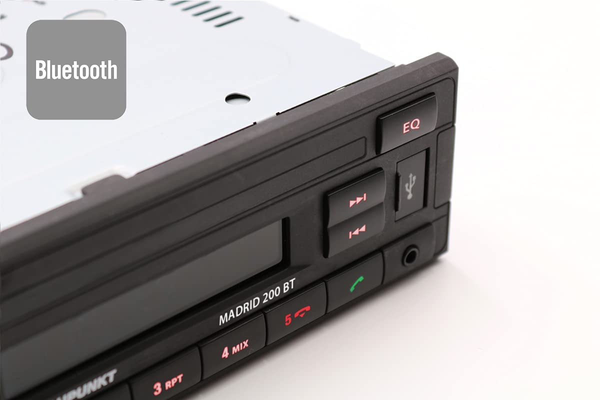 Blaupunkt Madrid 200 BT | Bluetooth, RDS Tuner, Freisprecheinrichtung, USB, Aux-In, 1-DIN, schwarz