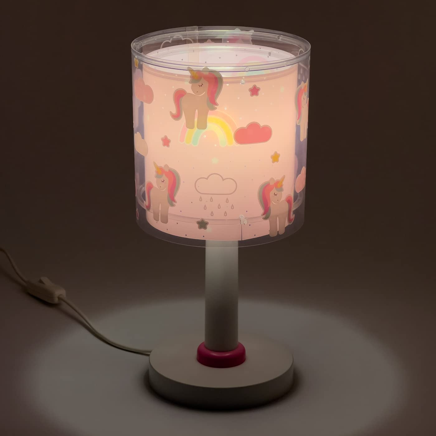 Dalber Kinder Tischlampe Nachttischlampe kinderzimmer Einhörner Tiere Unicorns, Kinderzimmer, Nachttischlampe, 41591, E14, Rosa