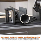 Evolution R355CPS Kappsäge Kapp-Zug-Gehrungssäge 2200 W | inkl. Ø 355 mm HM-Sägeblatt Multi-Material-Schneiden Holz, Aluminium, Stahl, Kunststoff | Schnittleistung von 120 x 120 mm | 0-45˚ Gehrung