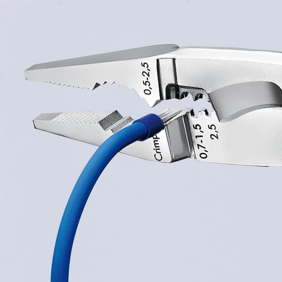 KNIPEX Elektro-Installationszange auf SB-Karte verchromt isoliert mit Mehrkomponenten-Hüllen, VDE-geprüft 200 mm, 13 86 200 SB