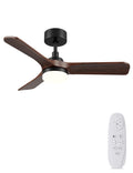 AUTODAY Holz Deckenventilator mit Beleuchtung,leiser Gleichstrommotor,90 cm deckenventilator outdoor,3 hölzern Flügel,dimmbarem LED 24W,Fernbedienung mit Memory-Funktion,6 Geschwindigkeiten,Timer
